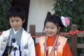 Young girl and boy in kimono, Tokyo, Japan