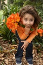 Young girl with a bunch of lilies Royalty Free Stock Photo