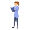 Young girl cardiologist icon, cartoon style