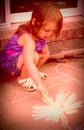 Young girl chalk drawing Royalty Free Stock Photo
