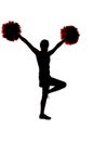 Young girl cheerleader silhouette with hands in the air Royalty Free Stock Photo