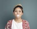 Young Girl Chewing Bubble Gum Concept Royalty Free Stock Photo