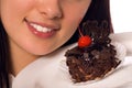 Young girl with chocolate cake Royalty Free Stock Photo