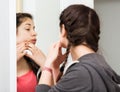 Girl cleaning pores Royalty Free Stock Photo