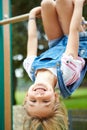 Young Girl On Climbing Frame In Playground Royalty Free Stock Photo