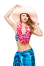 Young girl in clothes for Hawaiian party posing Royalty Free Stock Photo