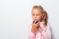 Young girl counting a calculator Royalty Free Stock Photo