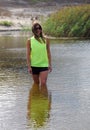 Young girl in the creek Royalty Free Stock Photo