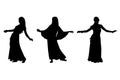 Young girl dancing belly dance. Silhouette of girl dancing Arabic dance. Set of silhouettes. Vector illustration Royalty Free Stock Photo