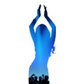 Young girl dancing oriental belly dancing. Silhouette of girl dancing Arabic dance. Performance on stage. Vector