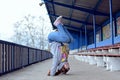 Young girl dancing on the street Royalty Free Stock Photo