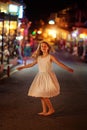 Young girl dancing on the street Royalty Free Stock Photo