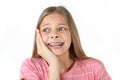 Young girl with dental braces