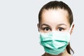 Young girl in doctors mask looking surprised and shocked Royalty Free Stock Photo