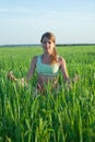 Young girl doing yoga against nature Royalty Free Stock Photo