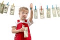 Young girl with dollars Royalty Free Stock Photo