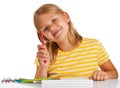 Young girl drawing Royalty Free Stock Photo