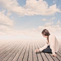 Young girl drawing with chalk Royalty Free Stock Photo