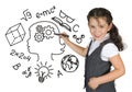 Young girl drawing on white board. School education concept Royalty Free Stock Photo