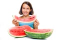 Young girl eating watermelon Royalty Free Stock Photo
