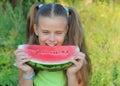 Young girl eating watermelon Royalty Free Stock Photo