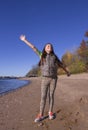 Young girl enjoying beautiful weather.