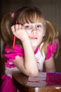 Young girl with felt-tip pen Royalty Free Stock Photo
