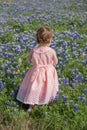 Young Girl in Field of Blue Bonnet Flowers Royalty Free Stock Photo