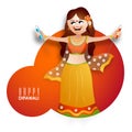 Young girl with firecracker for Diwali celebration. Royalty Free Stock Photo