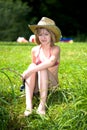 Young girl fishing at the lake Royalty Free Stock Photo