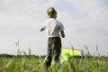 Young Girl Flying Kite In Field Royalty Free Stock Photo