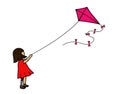 Young Girl Flying Kite Outdoors