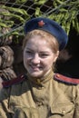 A young girl in the form of the Great Patriotic War