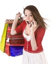 Young girl with gift bag. Royalty Free Stock Photo