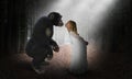 Girl Kiss Chimp, Nature, Love, Hope Royalty Free Stock Photo