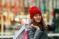 Young girl going holding shopping bags Royalty Free Stock Photo