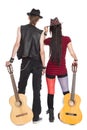 Young girl and guy with the guitars Royalty Free Stock Photo