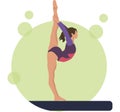 Young girl gymnast exercise sport athlete illustration. Training performance strength gymnastics. Championship workout