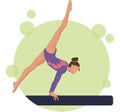 Young girl gymnast exercise sport athlete illustration. Training performance strength gymnastics. Championship workout