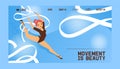 Young girl gymnast exercise sport athlete vector illustration. Training performance strength gymnastics balance people