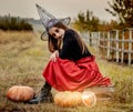 Young girl in halloween makeup and costume Royalty Free Stock Photo