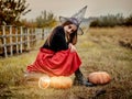 Young girl in halloween makeup and costume Royalty Free Stock Photo