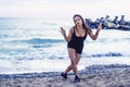 Young girl having fun at the beach Royalty Free Stock Photo