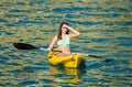 Young girl having fun with  a kanu kayak Royalty Free Stock Photo