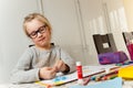 Young Girl and Her Art Project Royalty Free Stock Photo