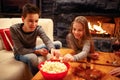 Young girl and her brother having fun playing game Royalty Free Stock Photo