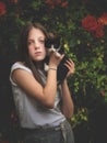 Young girl and her kitty