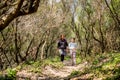 Young girl and her mother visiting the current Huchet nature reserve in the south west of France