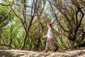 Young girl and her mother visiting the current Huchet nature reserve in the south west of France