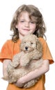 Young girl with her toy Poodle puppy (9 weeks old) Royalty Free Stock Photo